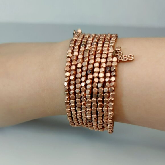 ABS by Allen Schwartz Drama Coil Rose Gold Tone Bead Wrap Bracelet - Picture 5 of 5